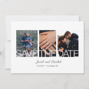 Einfache Save the Date 3 Foto Hochzeit Verlobung