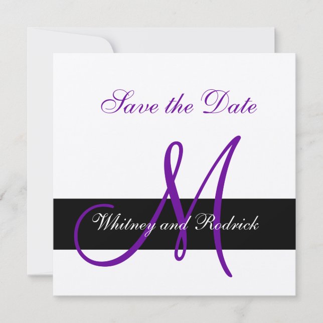 Einfache Save the Date-Monogramm-Announctions-Kart Date (Vorderseite)
