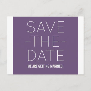 Einfache Save the Date Postkarte, Lila Ankündigungspostkarte