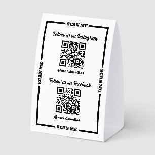 Einfache Scanne Mich Folge Mir Auf Social Media QR Tischaufsteller