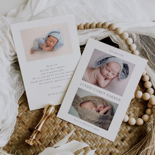 Einfache Schick Baby-Foto-Ankündigungskarte Einladung