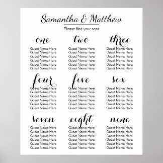 Einfache & schicke Hochzeit | Sitzdiagramm Poster