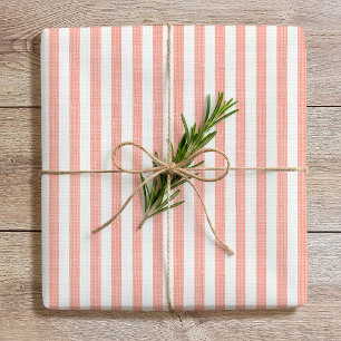Einfache schicke Linen gestreiftes Muster Korallen Geschenkpapier