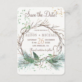 Einfache schicke rustikale Winterkranz rett Hochze Save The Date