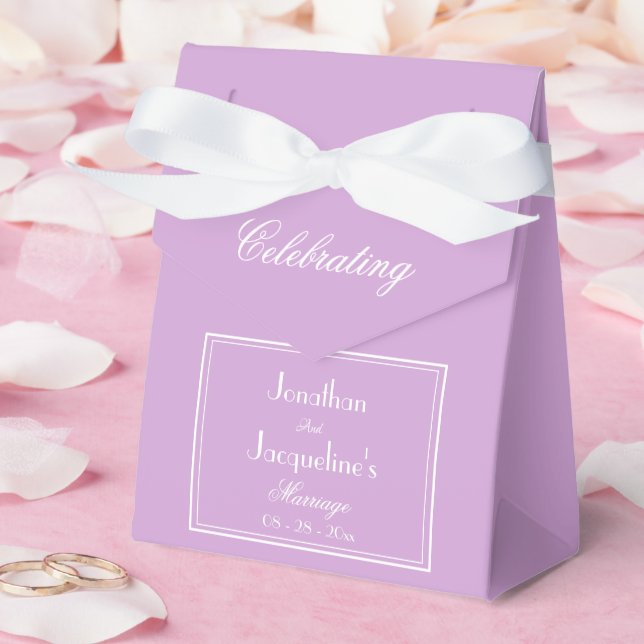 Einfache, schicke Schriftname elegant lila Wedding Geschenkschachtel (Hochzeit)