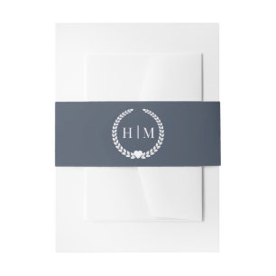 Einfache Schieferblaue Monogramm-Einladung Einladungsbanderole