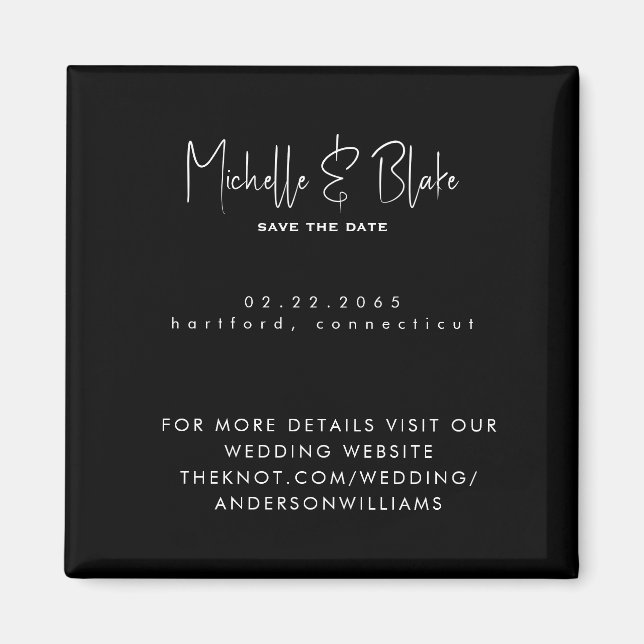 Einfache & schlanke moderne Schwarze Hochzeit spei Magnet (Vorne)