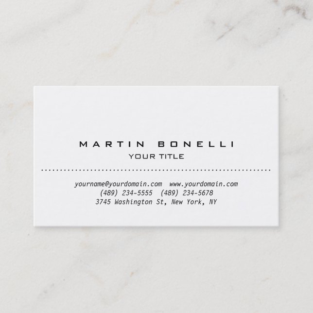 Einfache Schlichte Berufliche Business Card Visitenkarte (Vorderseite)
