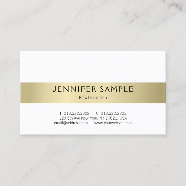 Einfache Schlichte Berufliche Elegant Gold Look Mo Visitenkarte (Vorderseite)
