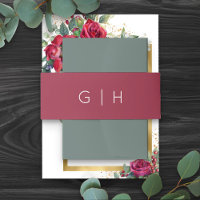 Einfache Schlichte Burgundy Red Mit Monogramm Wedd