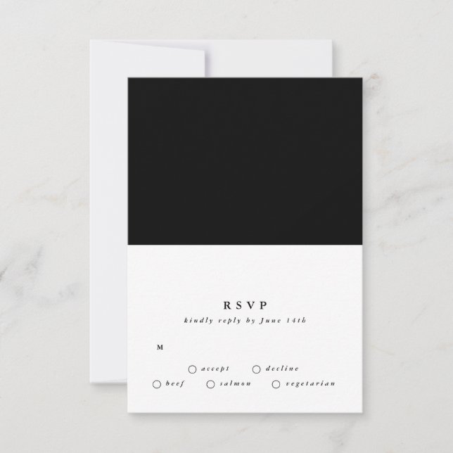 Einfache Schlichte Hochzeit der Black Onyx Wüste RSVP Karte (Vorderseite)
