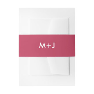 Einfache Schlichte Magenta Monogram Hochzeit Einladungsbanderole