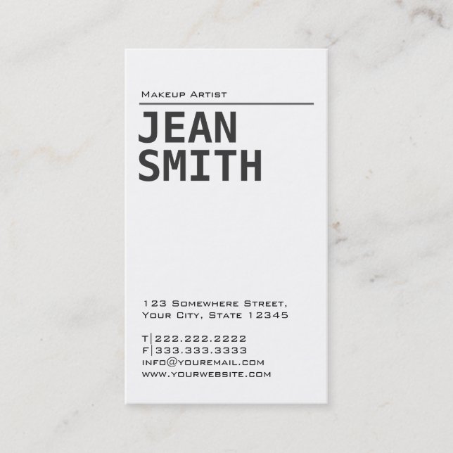 Einfache Schlichte Make-up Artist Business Card Visitenkarte (Vorderseite)