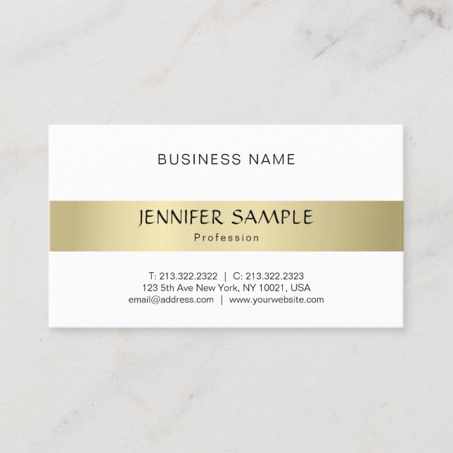 Einfache Schlichte Moderne Berufliche Elegante Gol Visitenkarte (Vorderseite)