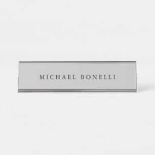 Einfache Schlichte Moderne Elegant Silver Gray Schreibtischnamensplakette