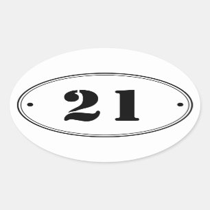 Einfache Schlichte Oval-Zahlenaufkleber Ovaler Aufkleber