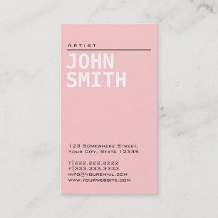 Einfache Schlichte Pink Artist Business Card Visitenkarte