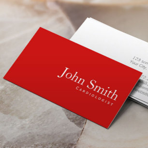 Einfache Schlichte Red Cardiologin Business Card Visitenkarte