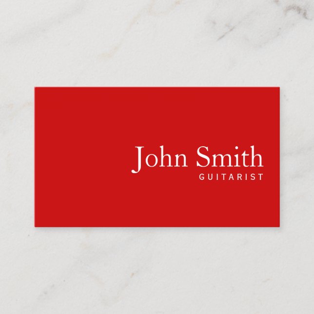 Einfache Schlichte Red Guitarist Business Card Visitenkarte (Vorderseite)