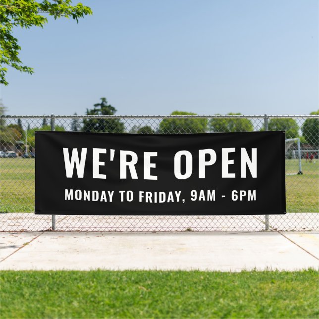 Einfache Schlichte Schwarz Wir sind Open Store Off Banner (InSitu)