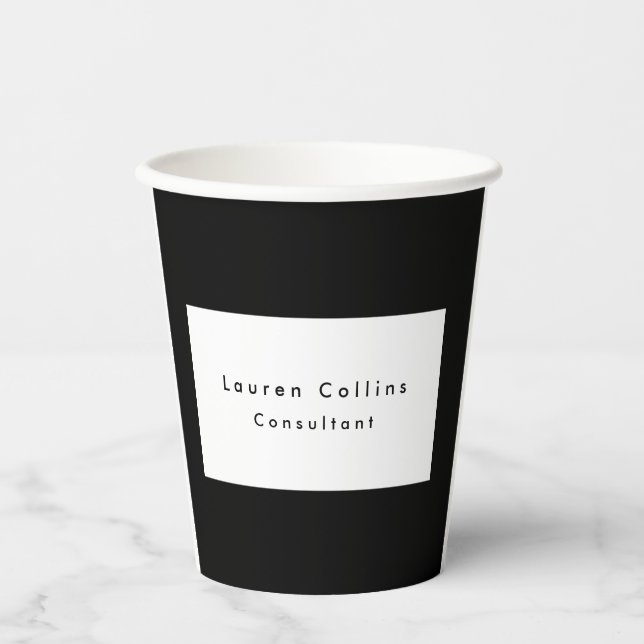 Einfache Schlichte schwarze Grenze Minimalistisch Pappbecher (Vorderseite)