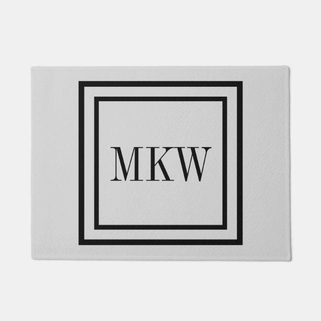 Einfache Schlichte schwarze Grenze Volltextmonogra Fußmatte (Vorderseite)