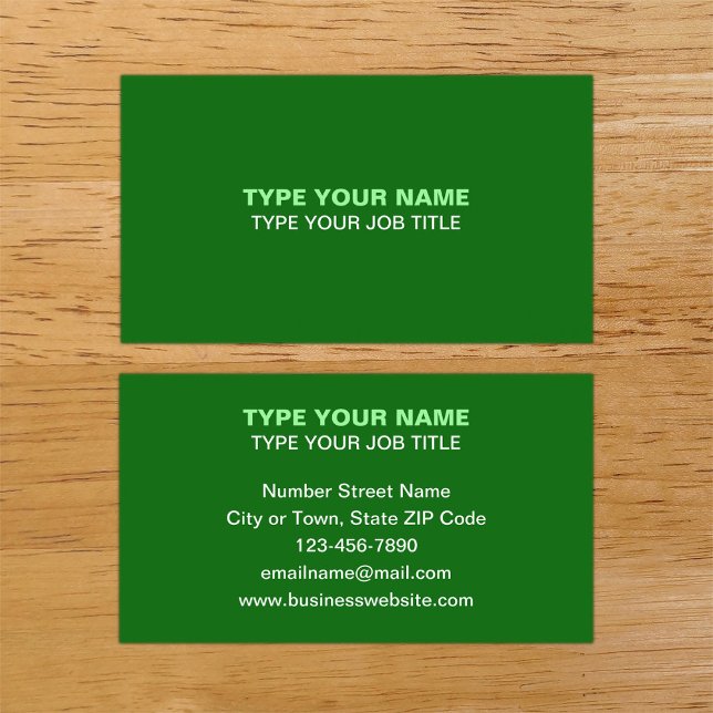 Einfache Schlichte Texte Design Green Calling Card Telefonnummerkarte (Plain texts design green calling card.)