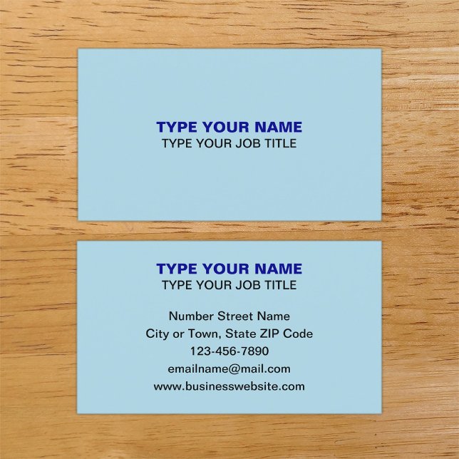 Einfache Schlichte Texte Design Light Blue Calling Telefonnummerkarte (Plain texts design light blue calling card.)