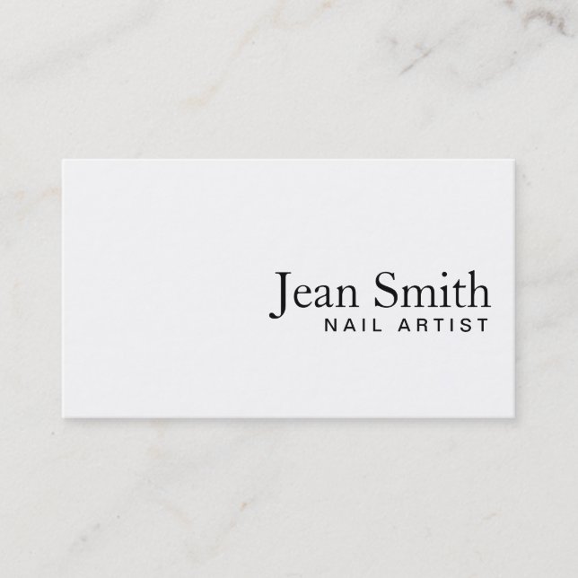 Einfache Schlichte White Nail Artist Business Card Visitenkarte (Vorderseite)