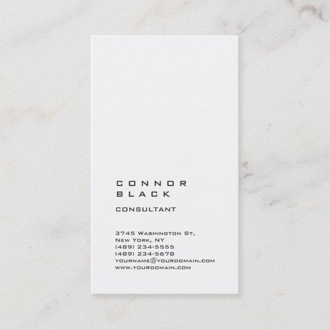 Einfache Schlichte White Trendy Consultant Visitenkarte (Vorderseite)