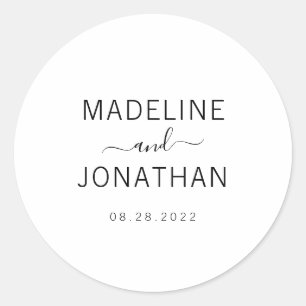 Einfache Schlichte White Wedding Couple Classic Runder Aufkleber