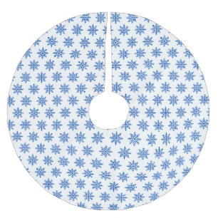 Einfache Schneeflocke Blau und Weiß Muster Polyester Weihnachtsbaumdecke