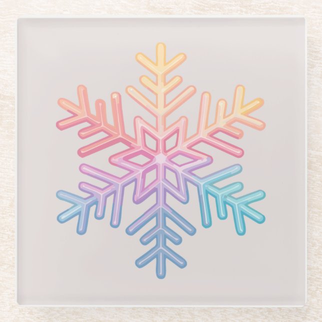 Einfache Schneeflocke Glasuntersetzer (Vorderseite)