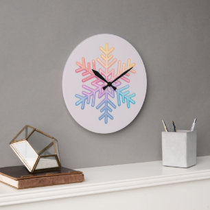 Einfache Schneeflocke Große Wanduhr