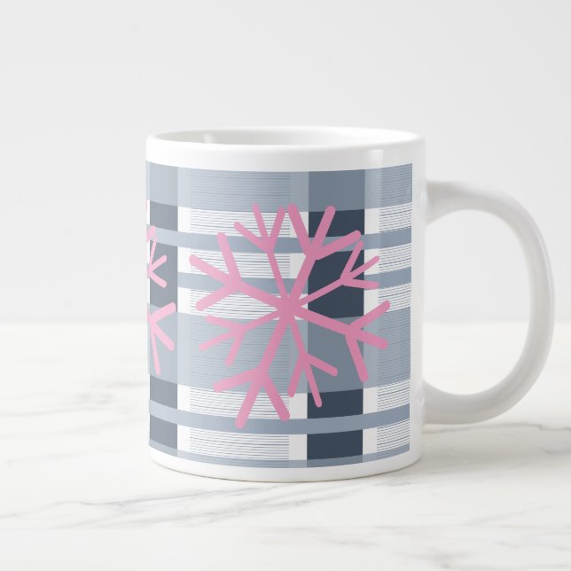 Einfache Schneeflocke Kariert Jumbo-Tasse (Rechts)