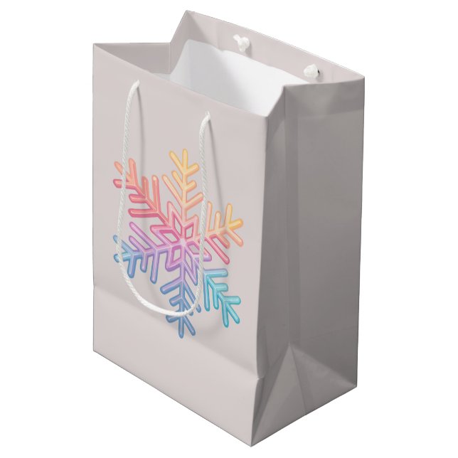 Einfache Schneeflocke Mittlere Geschenktüte (Vorderseite Schrägansicht)