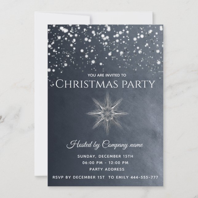 Einfache Schneeflocke Weihnachts-Party Einladung (Vorderseite)