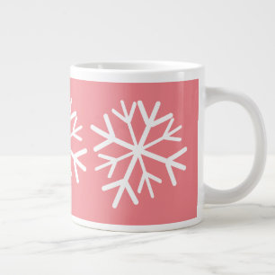 Einfache Schneeflocke Weiß Pink Jumbo-Tasse