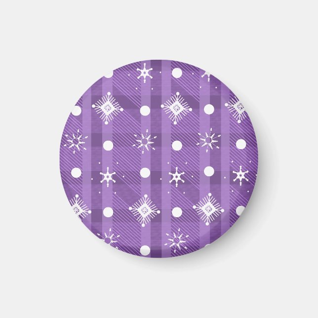 Einfache Schneeflocken Lila Kariertes Muster Magnet (Vorne)