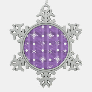 Einfache Schneeflocken Lila Karomuster     Zinn-Ornament