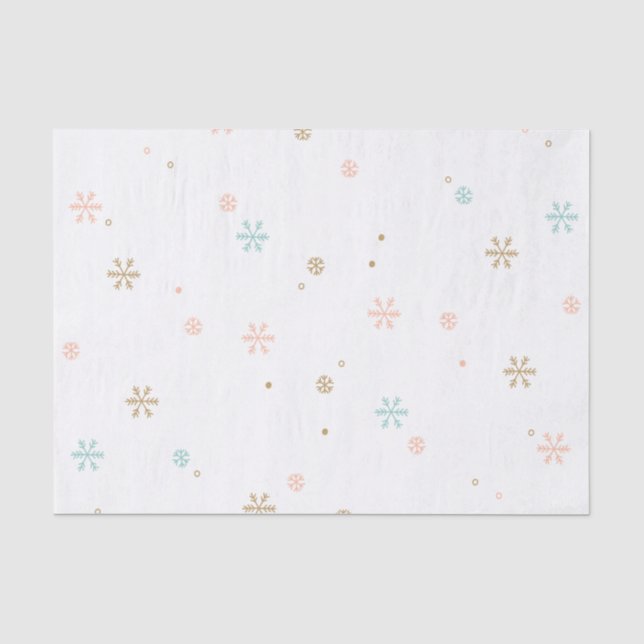 Einfache Schneeflocken Pastel Coral Rose Aquamarin Seidenpapier (Vorderseite)