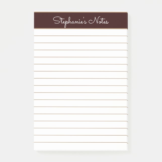 Einfache Schokolade Braun Personalisiert Post-it Klebezettel (Vorderseite)