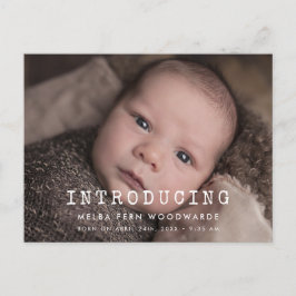 Einfache Schreibmaschine New baby Einführung Foto Postkarte