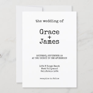 Einfache Schreibschrift Minimalistische Hochzeit Einladung