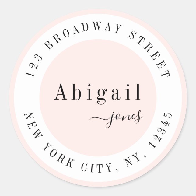 Einfache Schreibschrift Rosa Name Moderne Rücksend Runder Aufkleber (Vorderseite)
