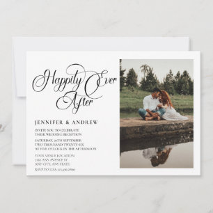 Einfache Schrift Foto Hochzeitsempfang Einladung