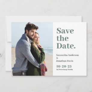 Einfache Schrift in Salbeigrün, fettgedruckte Typo Save The Date