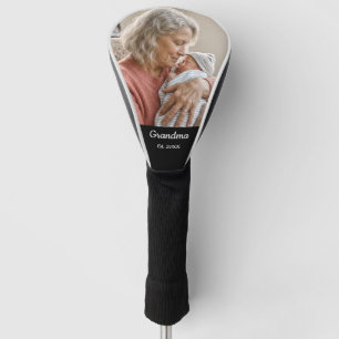 Einfache Schrift Oma Est. Foto Jahr Schwarz Golf Headcover