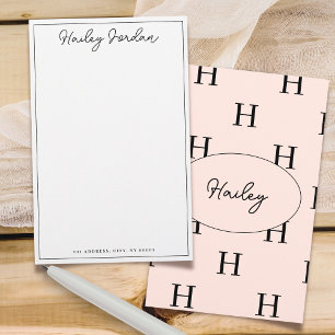 Einfache Schrift personalisierte Monogramm-Korresp Briefpapier