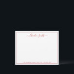 Einfache Schrift rote Umrandung personalisierte Ko Mitteilungskarte<br><div class="desc">Moderne Schrift Name und optional Adresse oder anderer Text zusammen mit dünnem roten Farbrand, einfach und elegant. Große professionelle personalisierte Korrespondenz für die Feiertage.
Passen Sie es an die Randfarbe Ihrer Wahl an.</div>